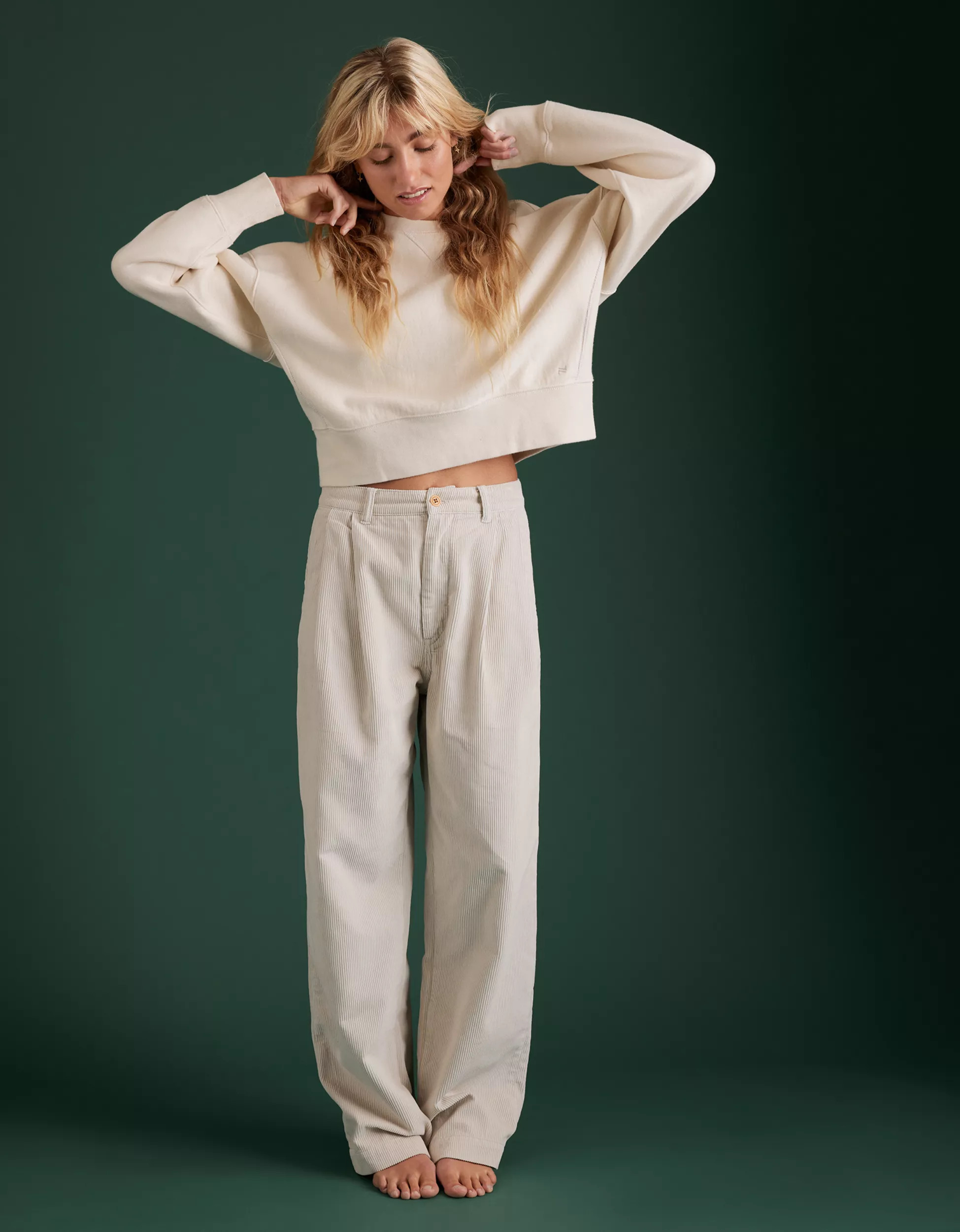 AE77 Premium Cropped Fleece Crewneck Sweatshirt | American Eagle Outfitters (US & CA)