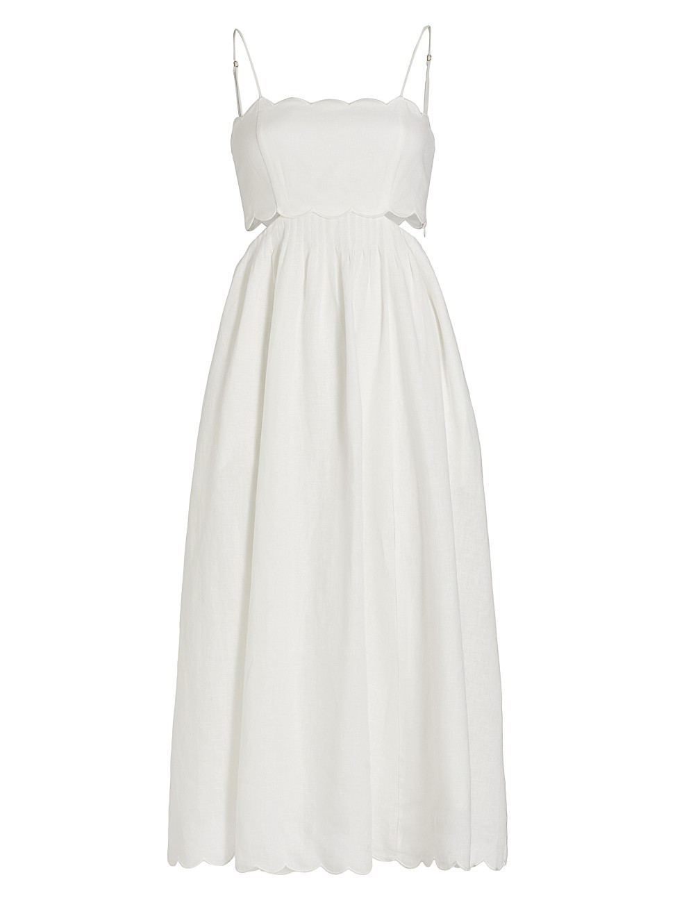 Jude Lace-Up & Scallop-Trim Midi-Dress | Saks Fifth Avenue