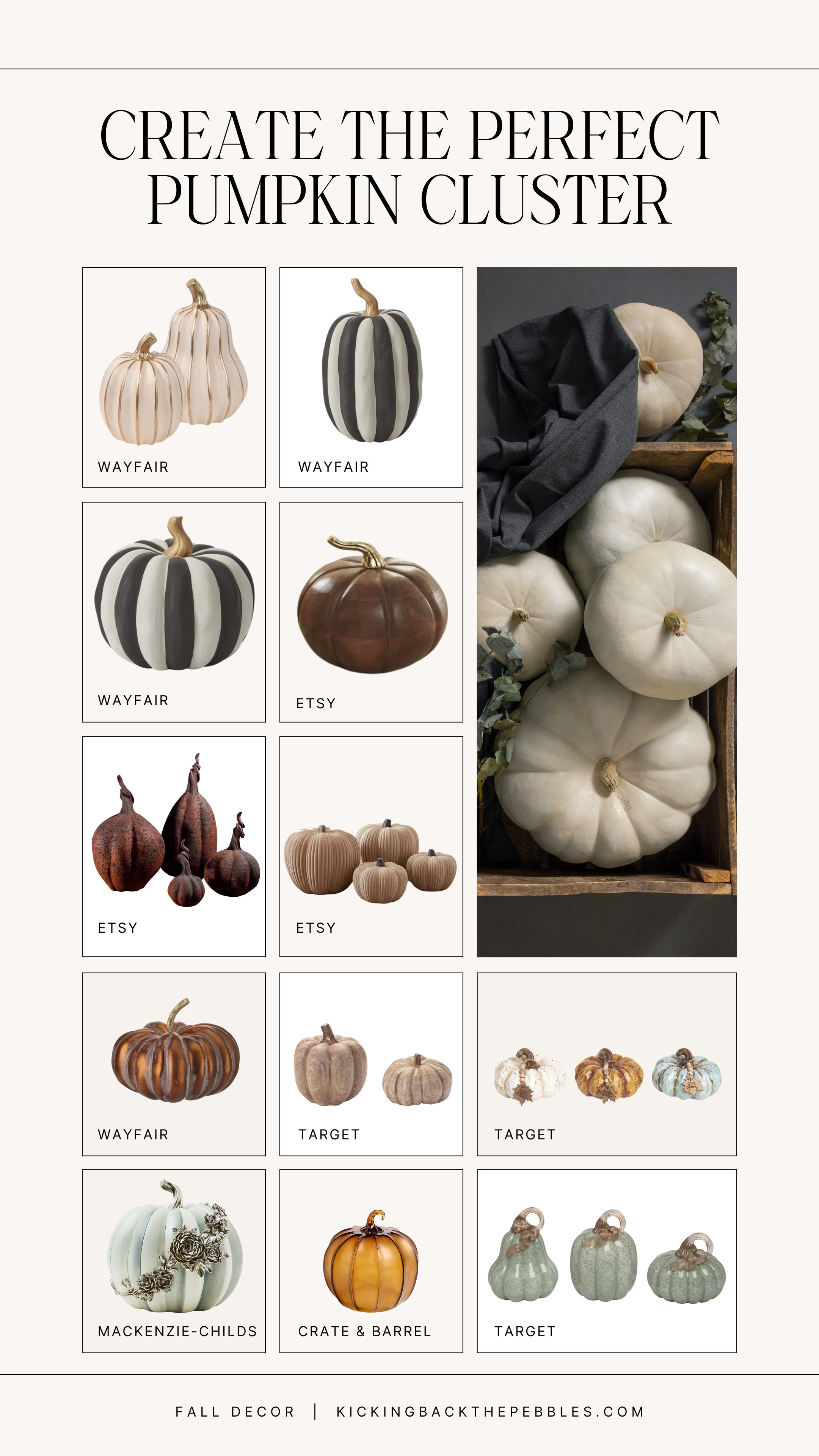 Pumpkin season is here, and nothing sets the mood like the perfect pumpkin cluster! I’ve rounded up all my favorite finds from my latest blog post to help you style a cozy fall display at home. ✨ What to look for: • Ceramic, resin, and glass pumpkins (the perfect pair for timeless style) • Affordable foam or PLA plastic pumpkins for easy layering • Patterned pumpkins to add playful texture • Unexpected materials like wood, terracotta, or metal pumpkins for a touch of luxe. Style tip: Mix and match textures and colors to create your own unique cluster. Stick with odd numbers, vary your heights, and don’t be afraid to try a monochromatic cluster in a shallow bowl for instant elegance. Tap to shop my favorite picks directly on LTK. 🍁 
#PumpkinClusterDecor #ThePerfectPumpkinCluster #FallHomeDecor #PumpkinClusterIdeas #FallDecorInspo
 

 #LTKSeasonal #LTKHome