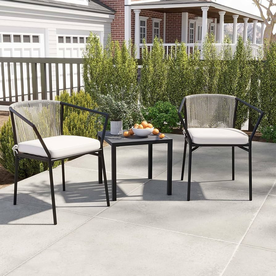 DWVO 3 Pieces Patio Set Wicker Furniture Outdoor Table and Chairs Rattan Chair Conversation Sets ... | Amazon (US)