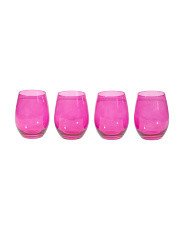 4pk Glass Veneto Magenta Stemless Wine Glasses | TJ Maxx