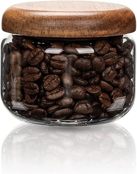 Glass Food Storage Containers With Wooden Lids - Small Coffee Jars - Pantry Organization For Over... | Amazon (US)