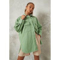Green Oversized Denim Shirt | Missguided (US & CA)
