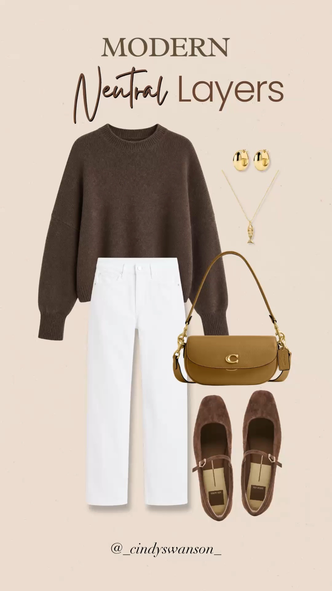This chocolate brown sweater with white jeans is one of those combinations that always feels polished without trying too hard. Add a cognac shoulder bag and brown Mary Jane flats for a warm, modern neutral look that works beautifully for everyday wear, lunch, or casual dinners.

💡 LTK MADE EASY
❤️ Heart = Support my posts!
🔖 Save = Get sale & restock alerts
📋 Lists = Keep favorites organized
📲 Share = Send lists and products to a friend. Hello, Christmas List!
💬 Comment = Ask me anything about what I’m wearing.:-)

#LTKootd #LTKSeasonal #LTKOver40