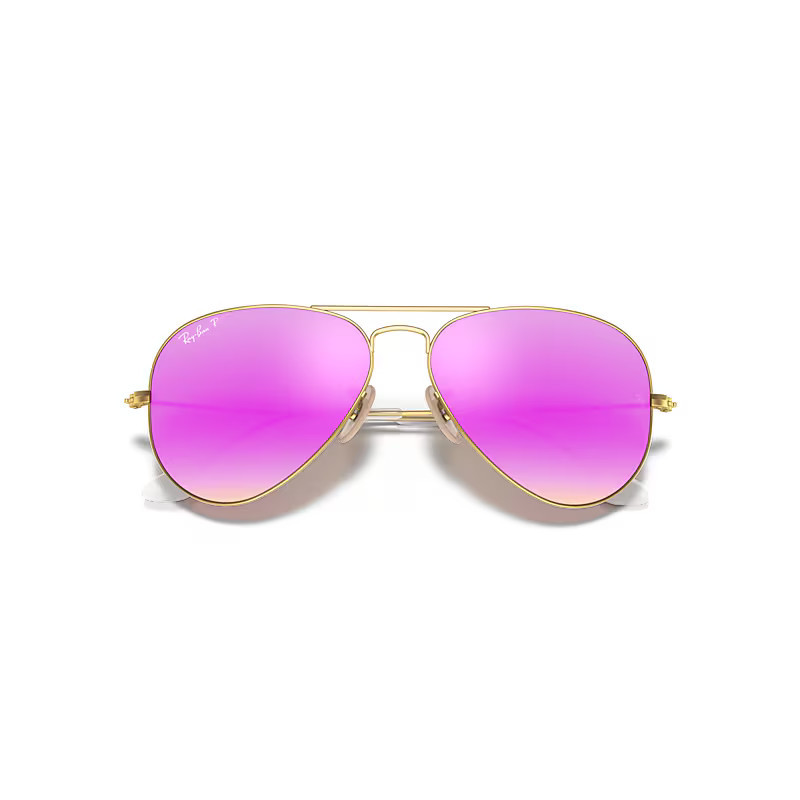 Ray-Ban Aviator Flash Lenses Sunglasses Gold Frame Pink Lenses Polarized 58-14 | Ray-Ban (US)