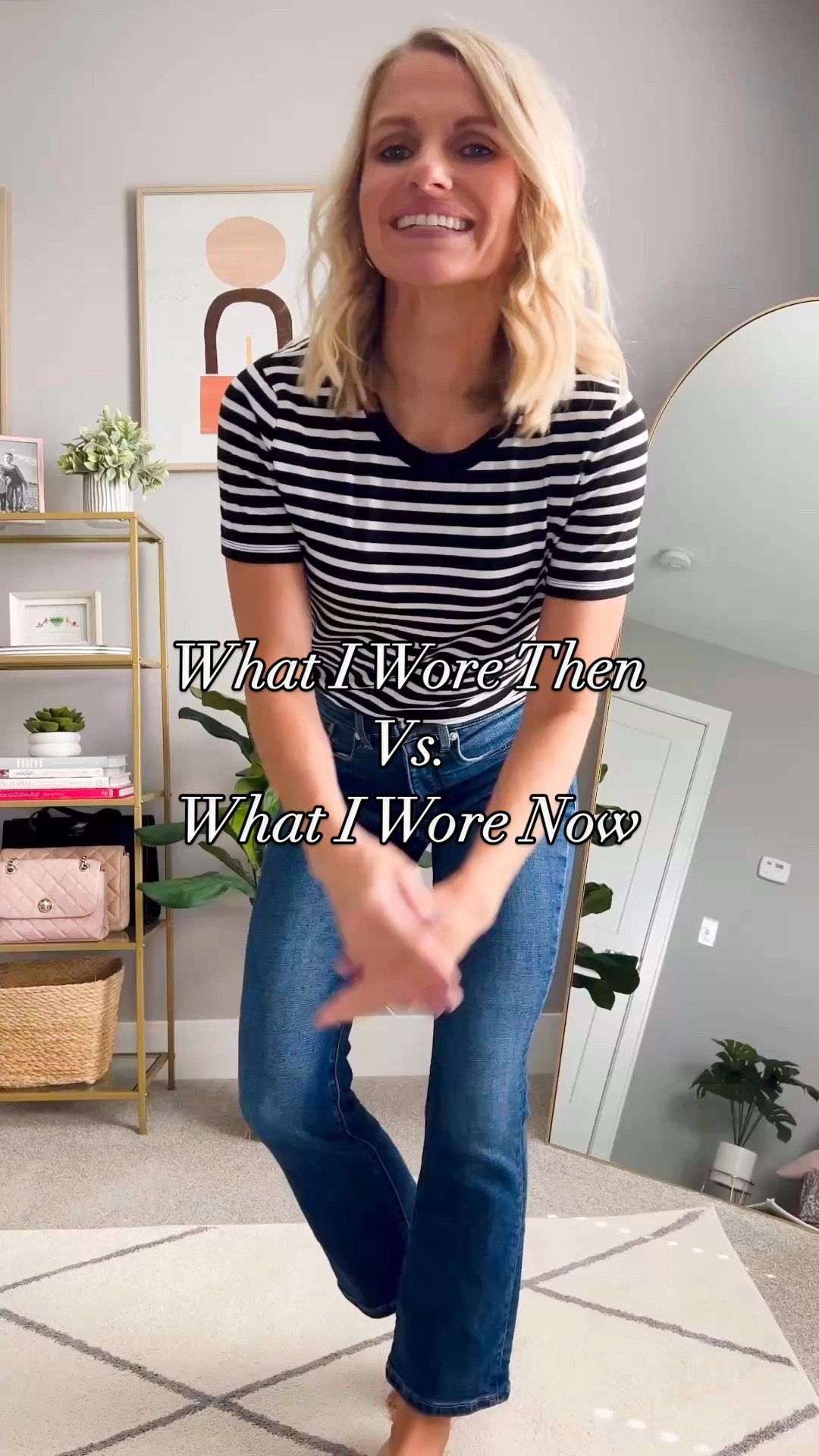 What I wore then vs. What I wore now. Jeans- 24/petite || black jeans- 25/short || white shirt- small || striped cardigan- small 

#LTKFindsUnder100 #LTKVideo #LTKStyleTip
