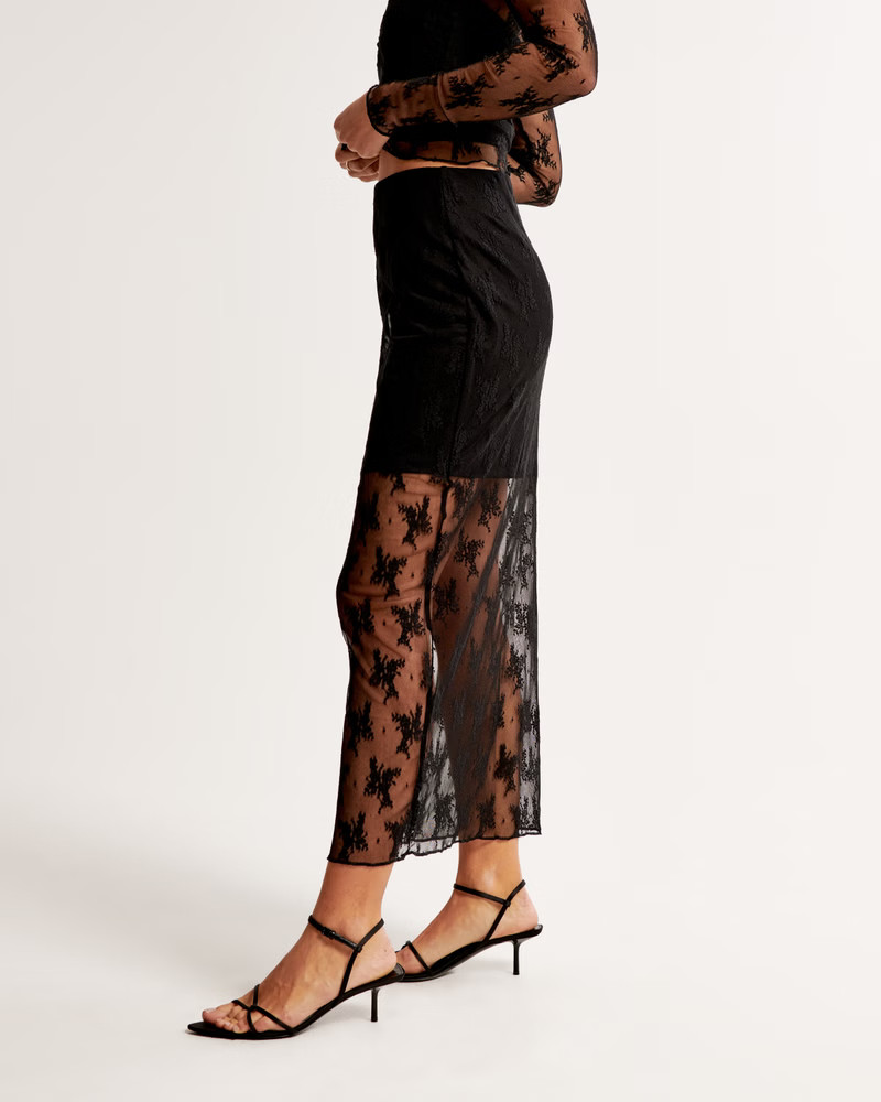Lace Midi Skirt | Abercrombie & Fitch (US)