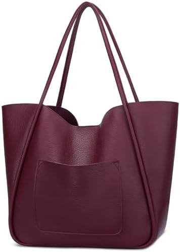 KKXIU Tote Bag for Women Vegan Leather Shoulder Purse Large Capacity Travel Bag | Amazon (US)