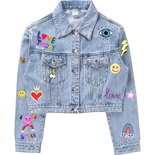 You Rock Painted Denim Jacket, Blue | Maisonette