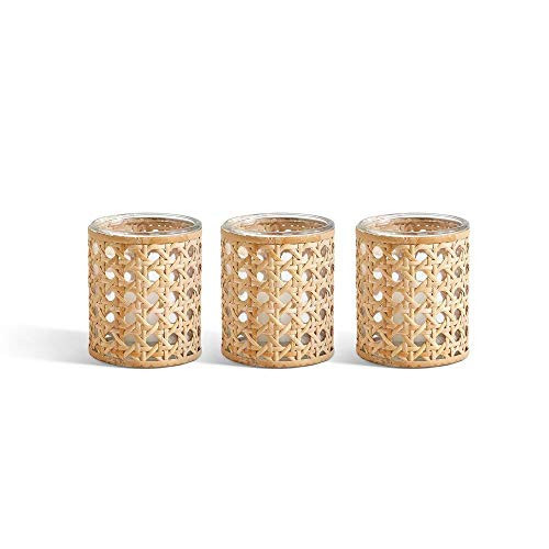 Two's Company Lumingnon Set of 3 Cane Webbing Candleholders/Vases | Amazon (US)