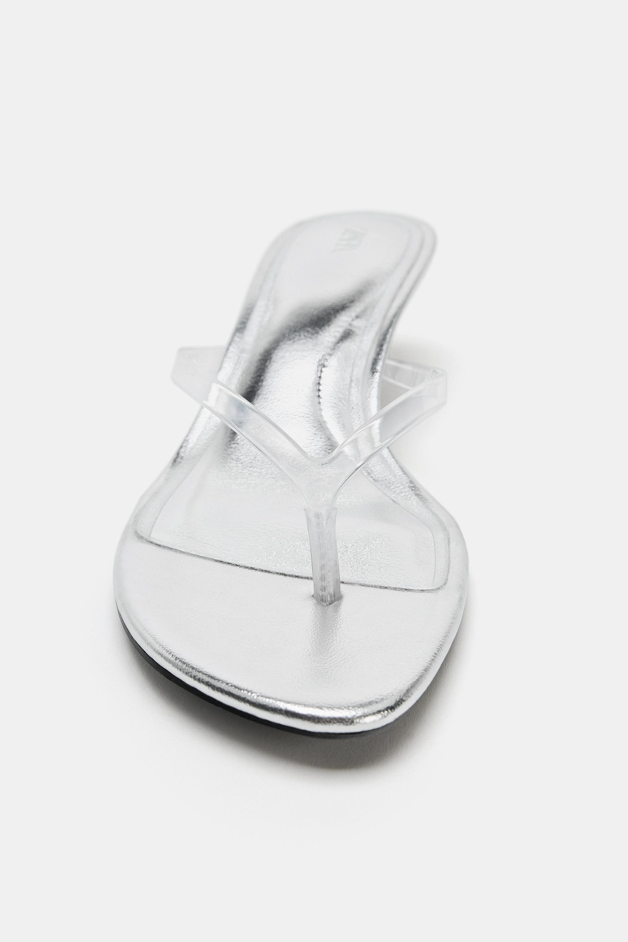 METALLIC EFFECT HEELED SANDALS | Zara US