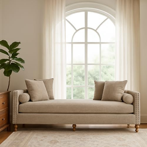 75.2" Oversized Chaise Lounge, Chenille End of Bed Bench with Tufted Arms, Sleeper Sofa Daybed wi... | Amazon (US)