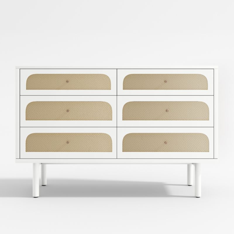 Maren White Cane Kids Dresser + Reviews | Crate & Kids | Crate & Barrel
