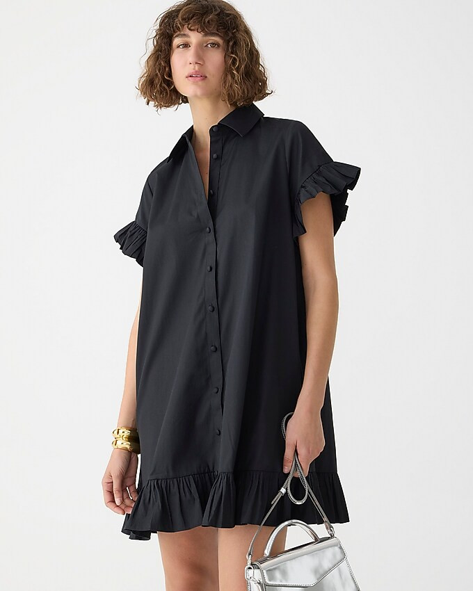 Ruffle-hem shirtdress in cotton poplin | J. Crew US