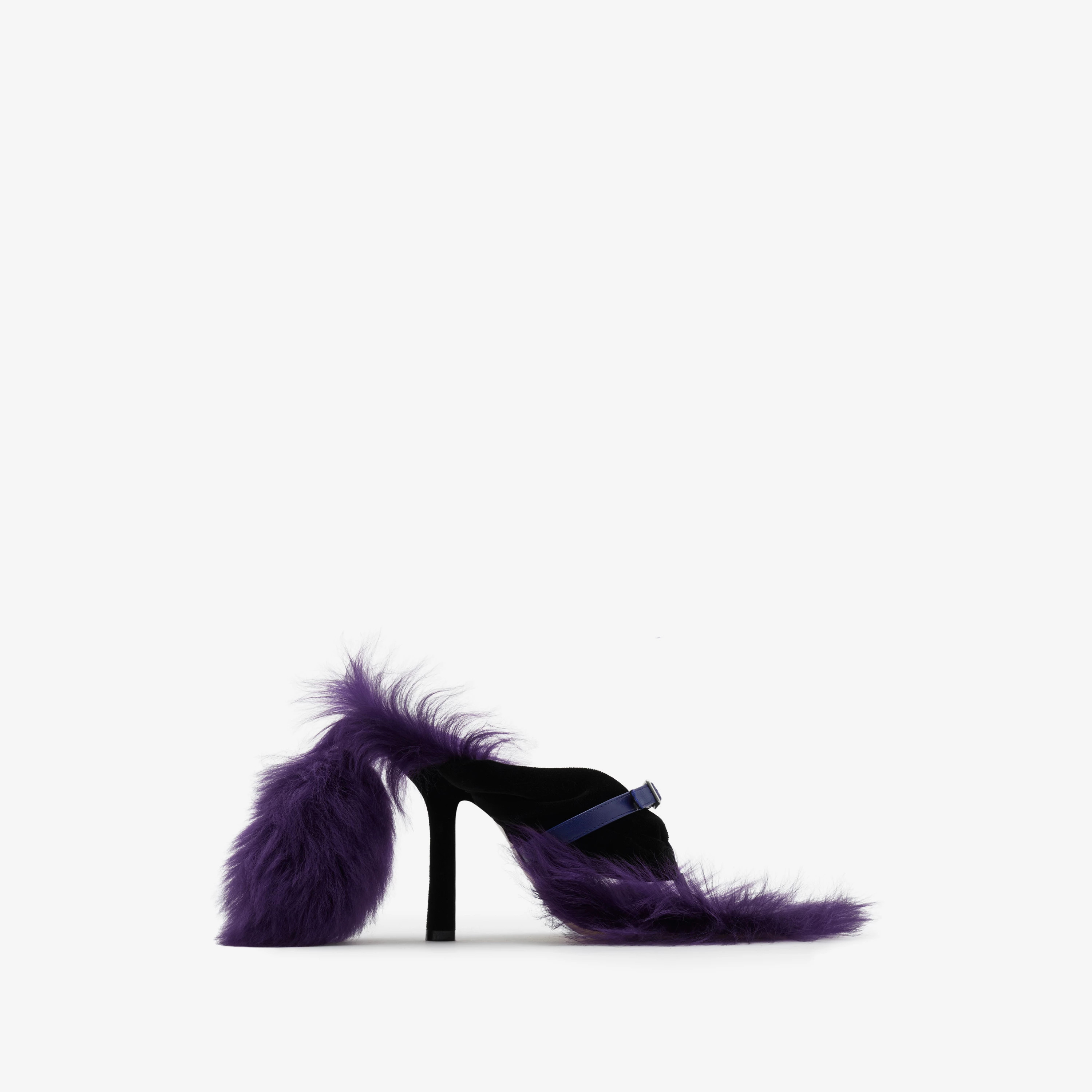 Shearling Step Post Sandals in Black/knight - Women | Burberry® Official | Burberry (US)