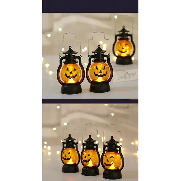 Halloween LED Lantern Lights 3-Packs ,  Small Vintage Style Flameless Lantern Skull Skeleton Deco... | Walmart (US)