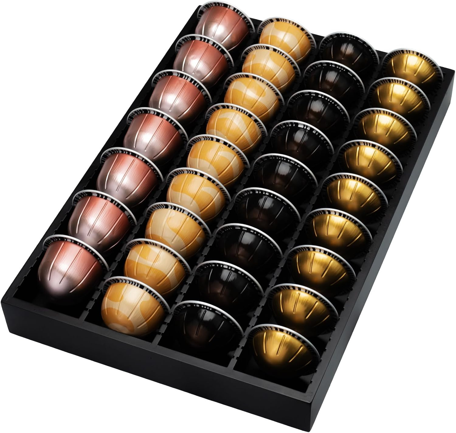 MinBoo Bamboo Coffee Pod Storage Holder Drawer Insert for Counter Compatible with Vertuoline Capsules for Kitchen, Home, Office, Coffee Station,Black | Amazon (US)