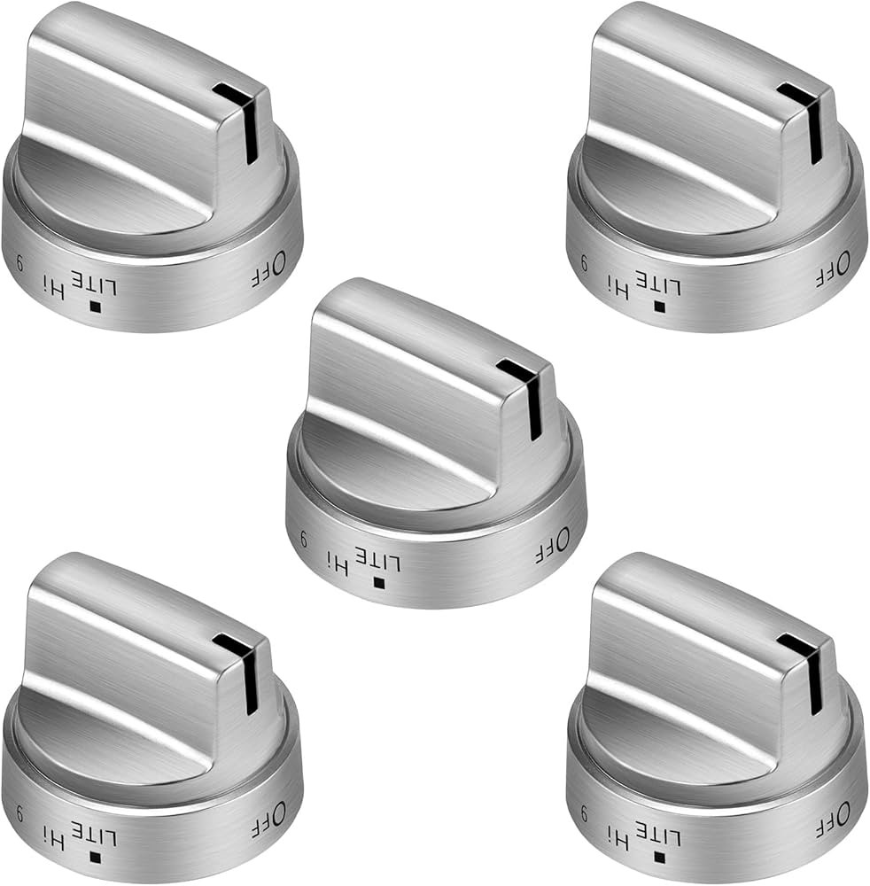 1-Year Warranty WB03X24818 Gas Stove knobs 5 Packs Compatible with ge Stove Knob -Stainless Steel... | Amazon (US)