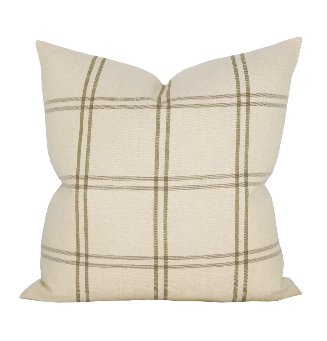Pillow Cover Luberon Plaid Greige Plaid Stripe Spark Modern - Etsy | Etsy (US)