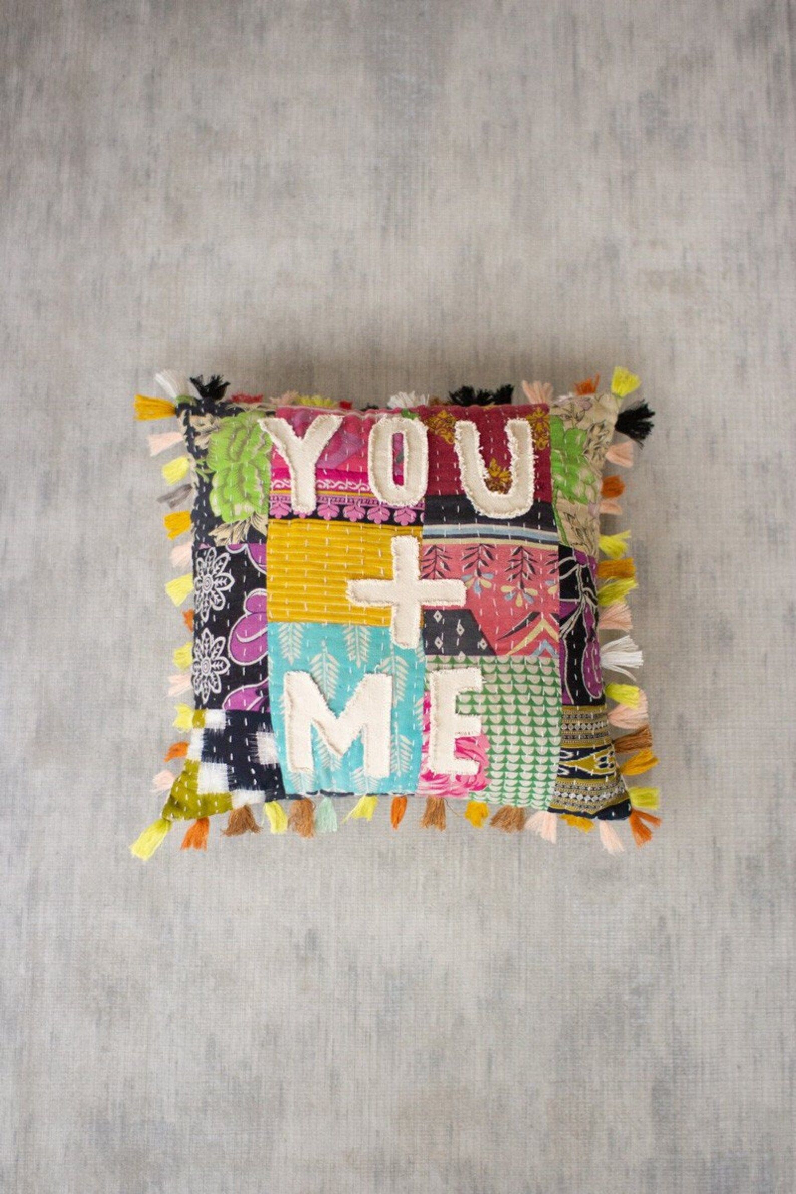 You + Me Kantha Pillow | Etsy (US)