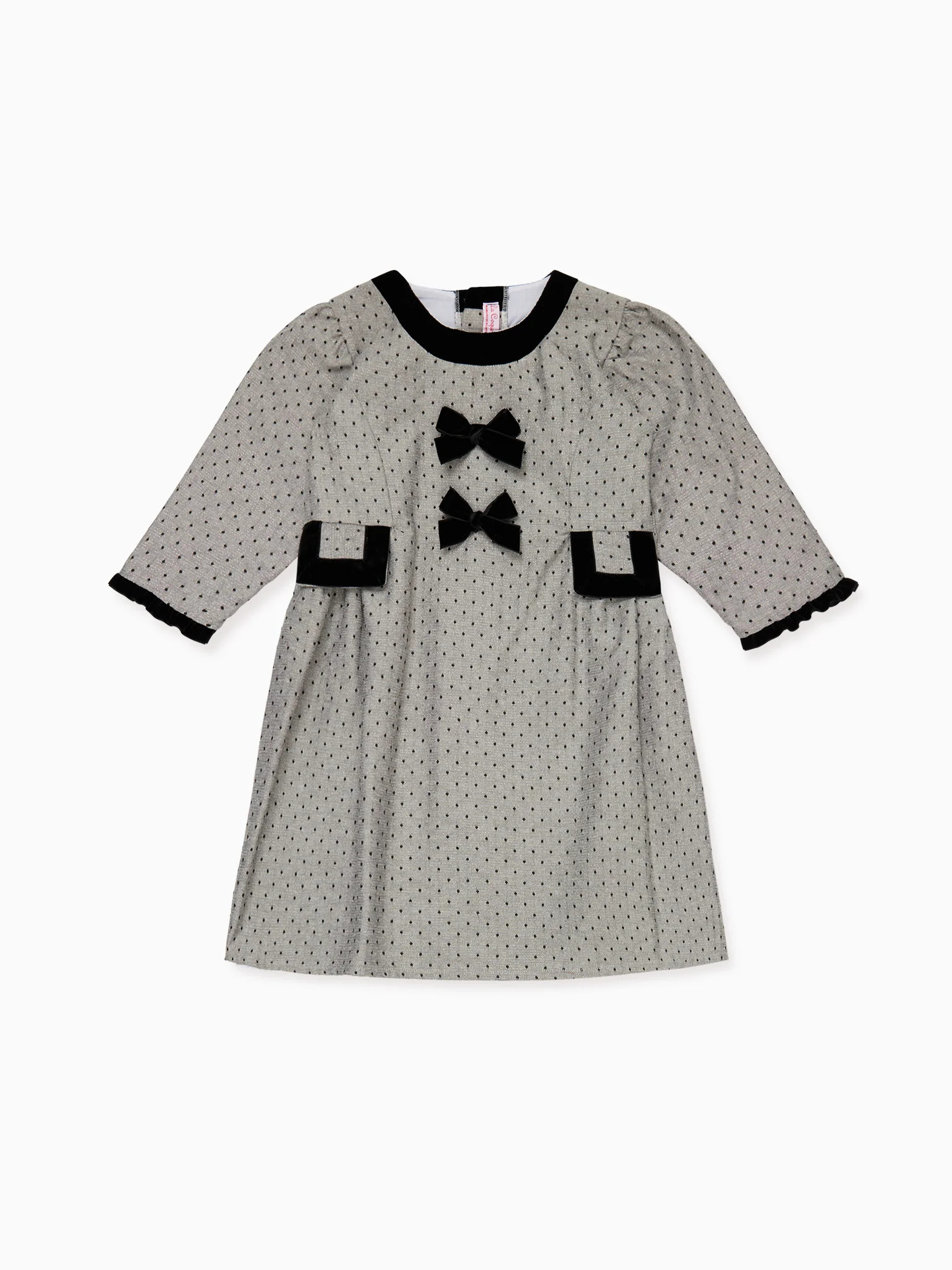 Grey Polka Dot Penelope Girl Dress | La Coqueta (US)