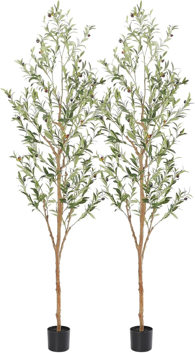 Bellacat Faux Olive Tree 7ft，Olive Trees Artificial Indoor with Natural Wood Trunk and Realisti... | Amazon (US)