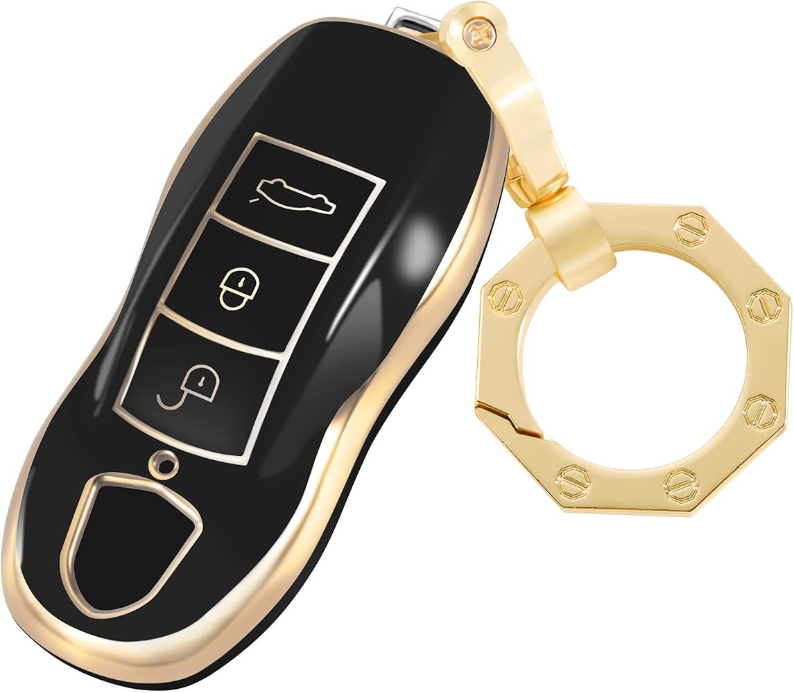 for Porsche Key Fob Cover Premium Car Key Case Shell with Fashion Keychain fit Porsche 911 Cayenn... | Amazon (US)