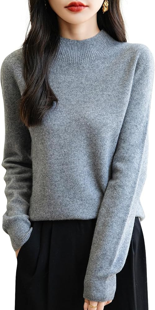 Chanyarn Women's 100% Merino Wool Seamless Sweater Mock Neck First-Line Ready to Wear Long Sleeve... | Amazon (US)