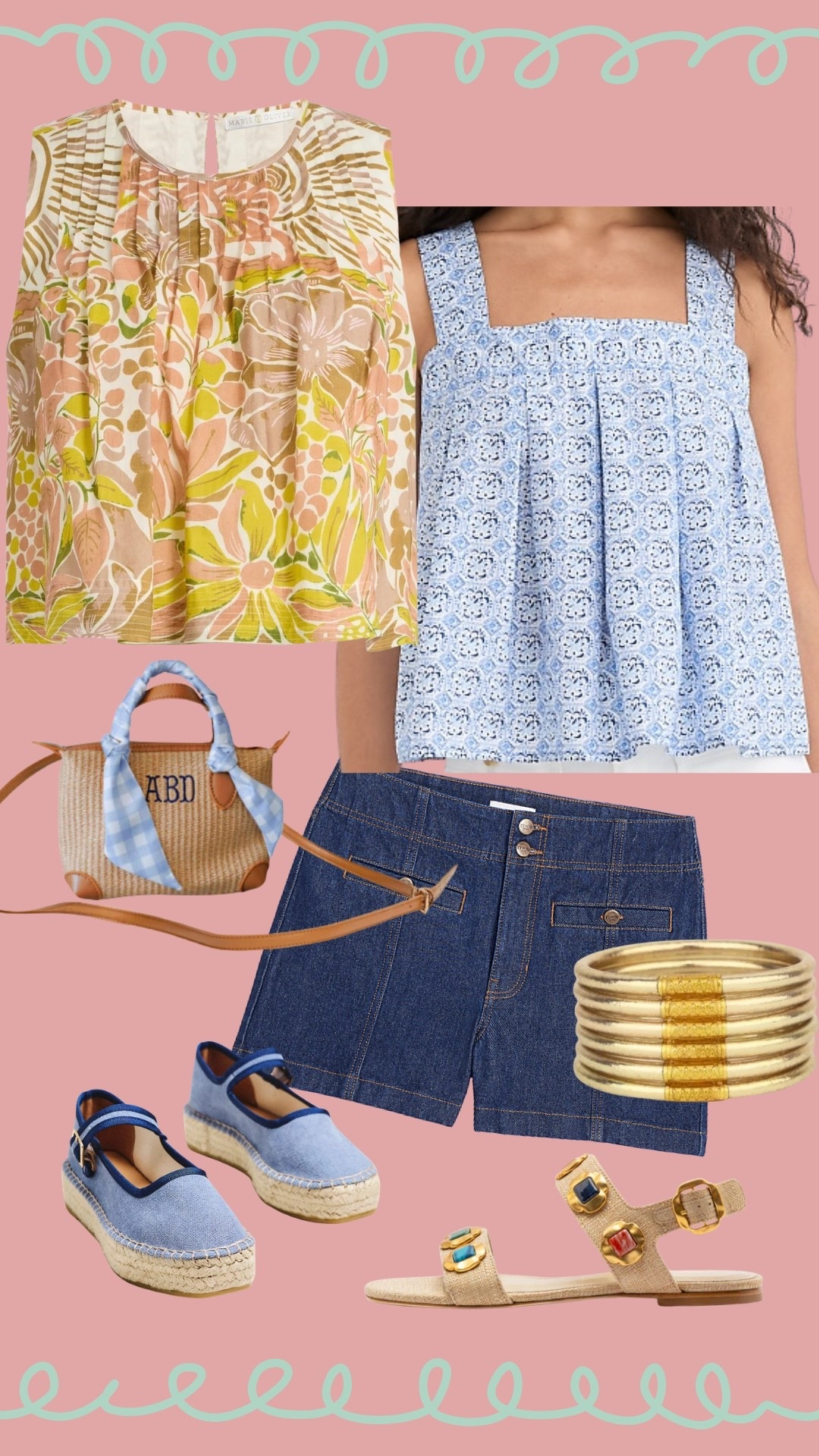 Cute summer tops to mix and match…so much on sale! 

Anthro espadrilles 30% off 
Loft - 50% off w/ extra 15% off 
Larroude - code RAFFIA40
Sprinkled w/ Pink - code Catherine10