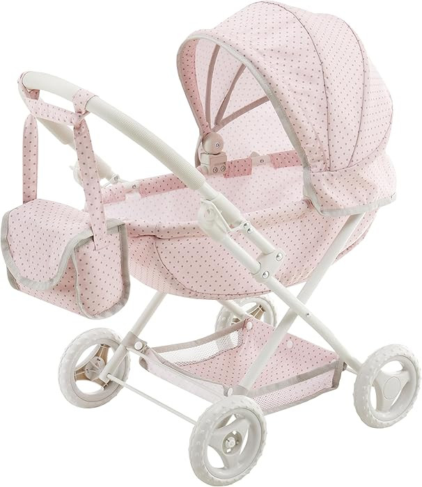 Olivia's Little World Polka Dot Princess Baby Doll Pram Stroller with Retractable Canopy & Storag... | Amazon (US)