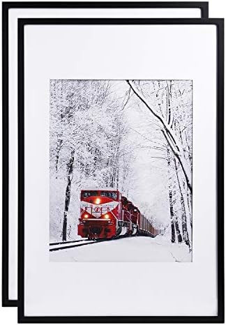 Egofine 24x36 Solid Wood Poster Frames Matted for 18x24 Set of 2 Black - with Acrylic Plexiglass ... | Amazon (US)