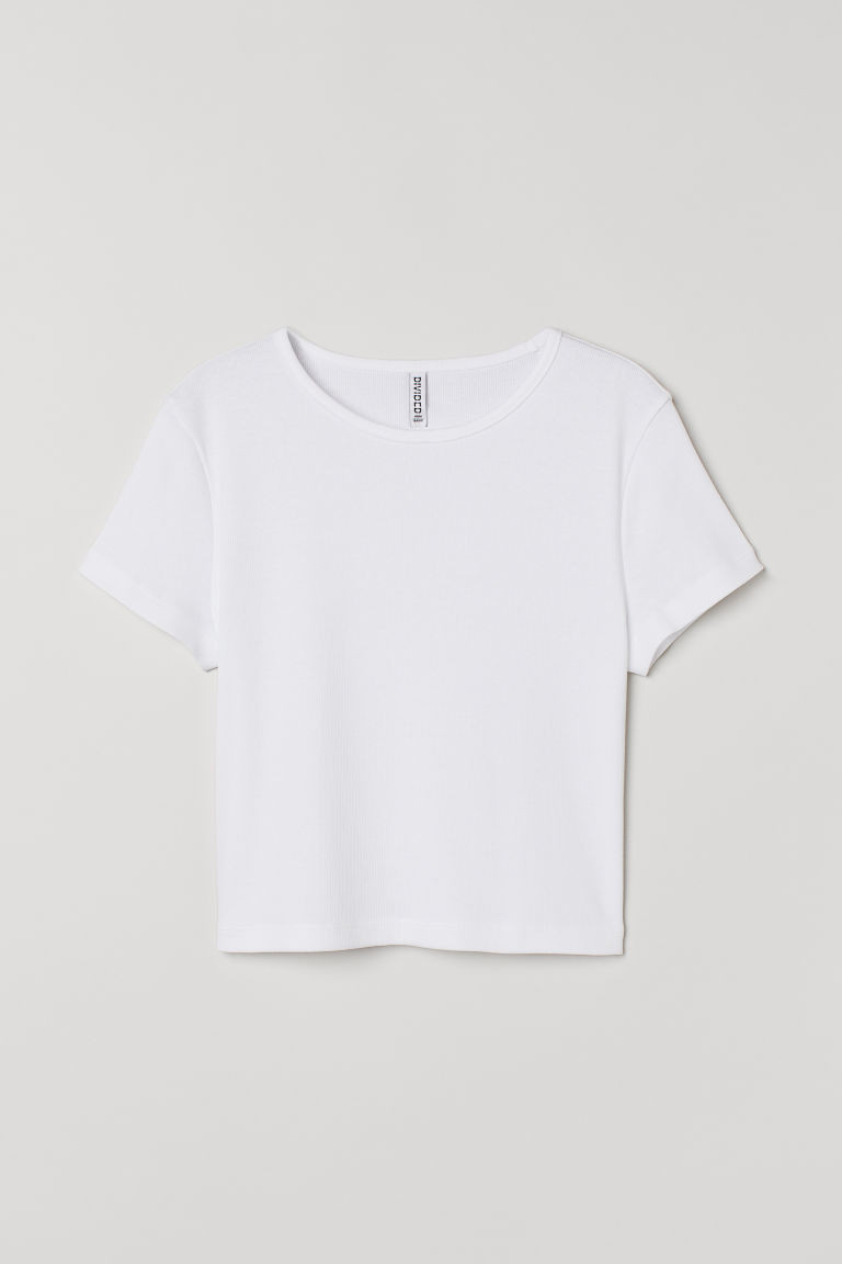 H & M - H & M+ Cotton Jersey Crop Top - White | H&M (US + CA)