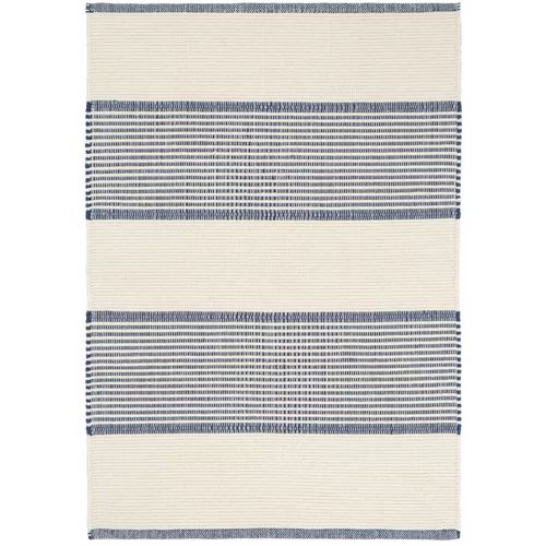 La Mirada Striped Handmade Flatweave Cotton Ivory/Blue Area Rug | Wayfair North America