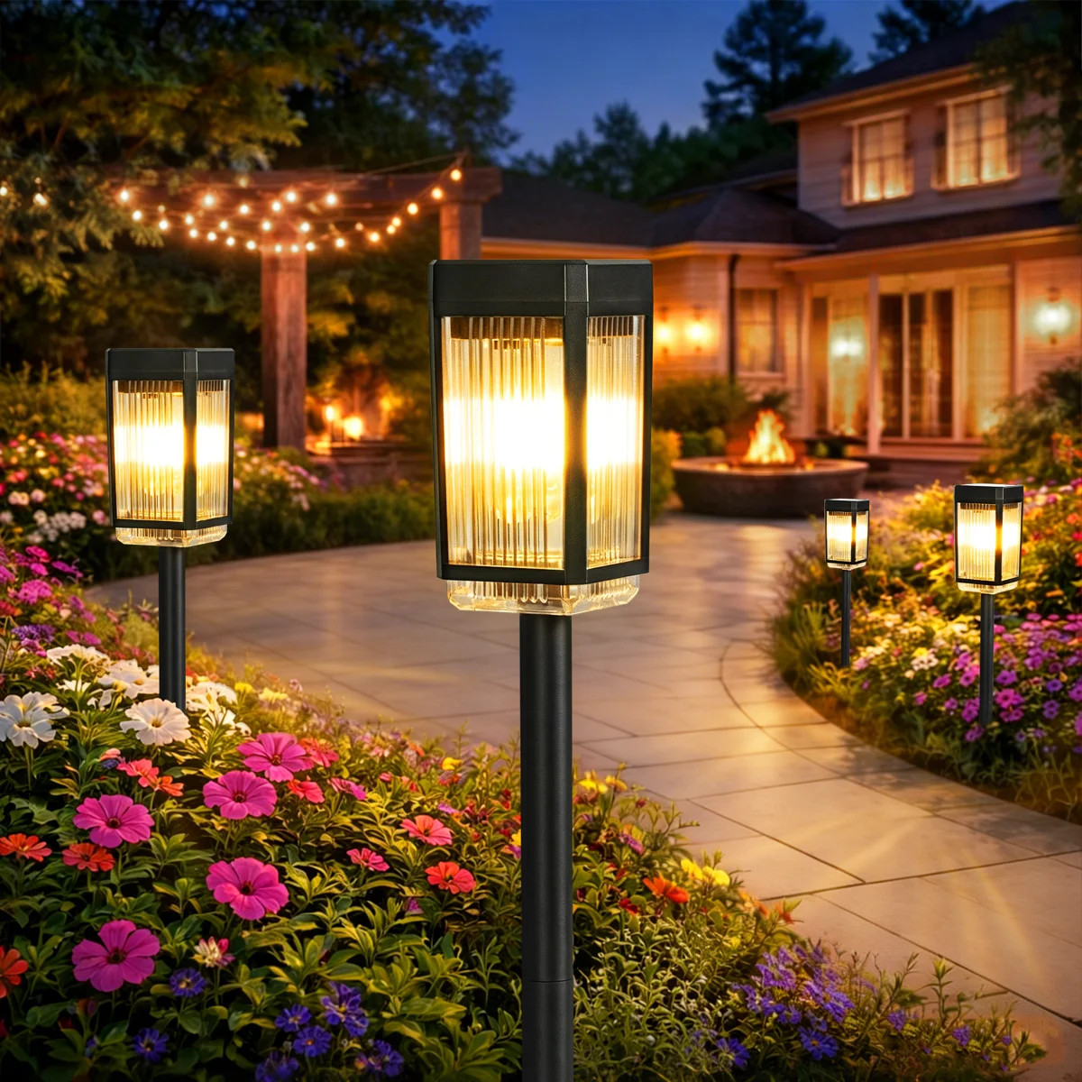Solar Garden Lights IP65 Waterproof Warm White Pathway Landscape Lights\uff08Set of 12\uff09 | Wayfair North America