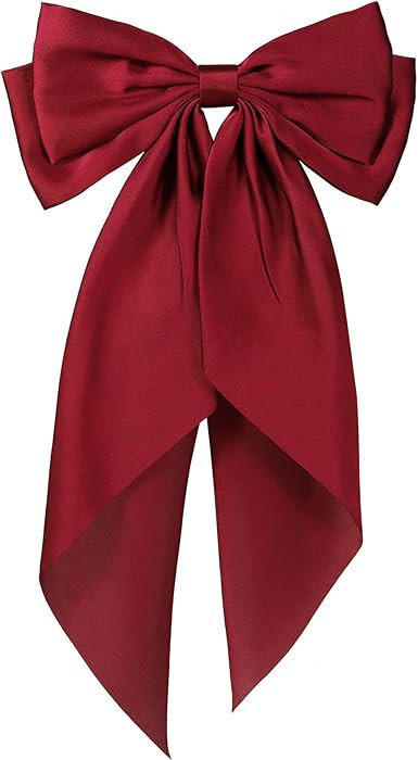 Large Hair Bow, Silky Satin Bowknot Hair Clip, Oversized Long Tail Hair Ribbon Barrette for Women... | Amazon (US)