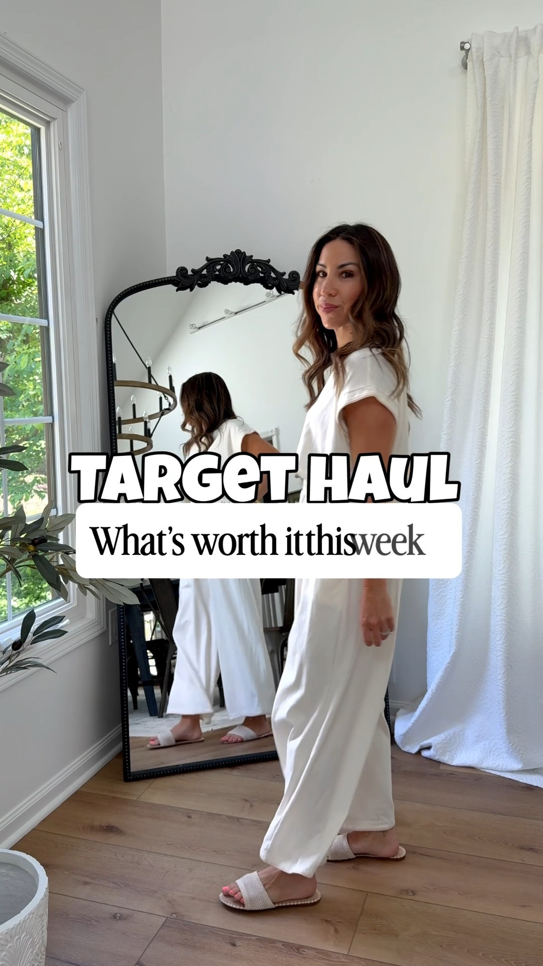 This week’s Target haul is 🙌 Love it all but those first 2 summer outfits, and the belt towards the end are definitely my favorites! 

Jewelry code JUNEVIP for 30% off. 
Cream set Xs. White denim shorts small. Green tank small. Navy top small. Navy shorts small but need XS. Denim shorts 2. Graphic tank small. Sweatshirt small. Skort Xs (need small). Sweater small. Belt XS. Sandals TTS. 

Target style. Target fashion. ￼

#LTKOver40 #LTKPetite #LTKSaleAlert