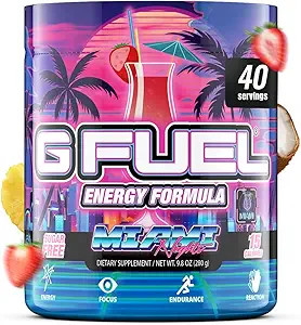 G Fuel Miami Nights Energy Drink Powder, Pre Workout Caffeine Mix for Gaming, Sugar Free Focus Am... | Amazon (US)