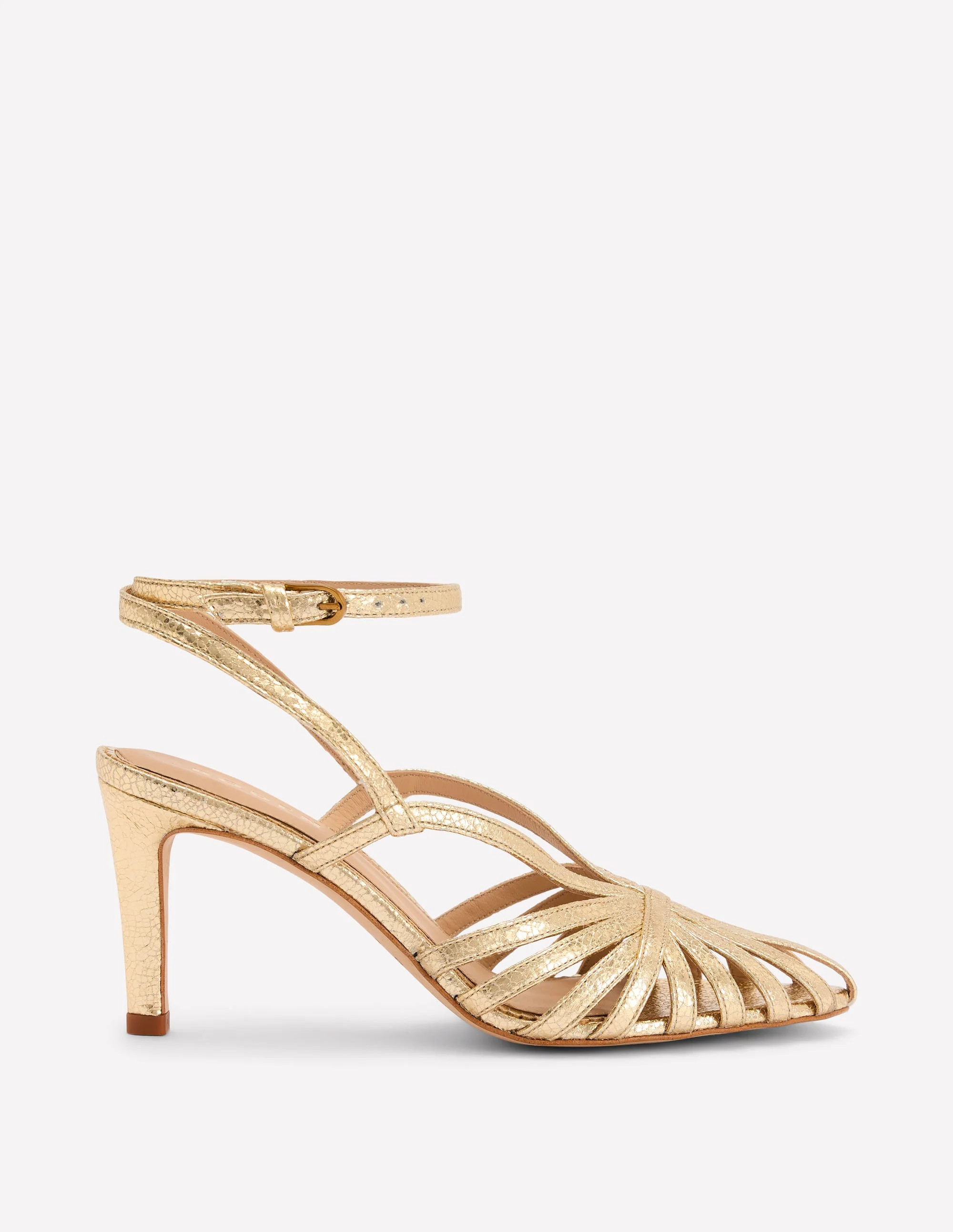 Heeled Cage Sandals-Gold Metallic | Boden (US)