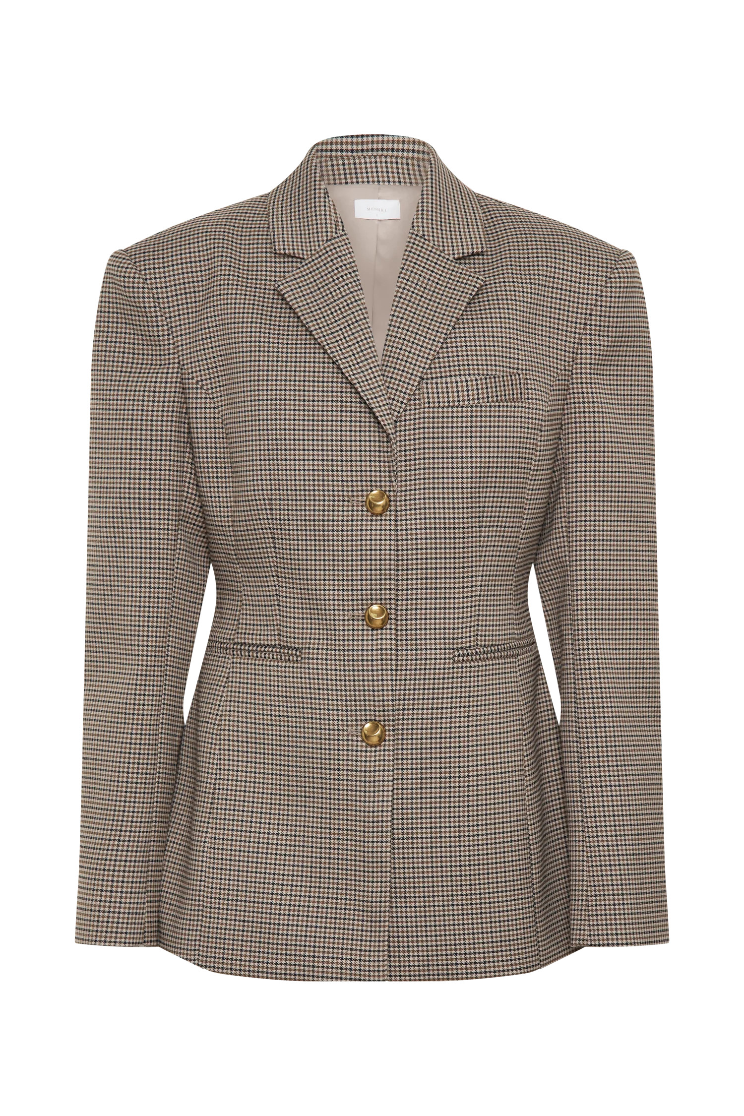 Mila Shaped Blazer - Tan Check | MESHKI US