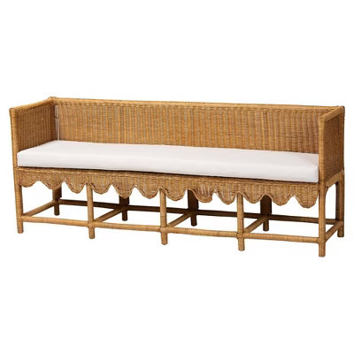 bali & pari 2pc Seranay Scallop Rattan Dining banquette Set Light Honey | Target