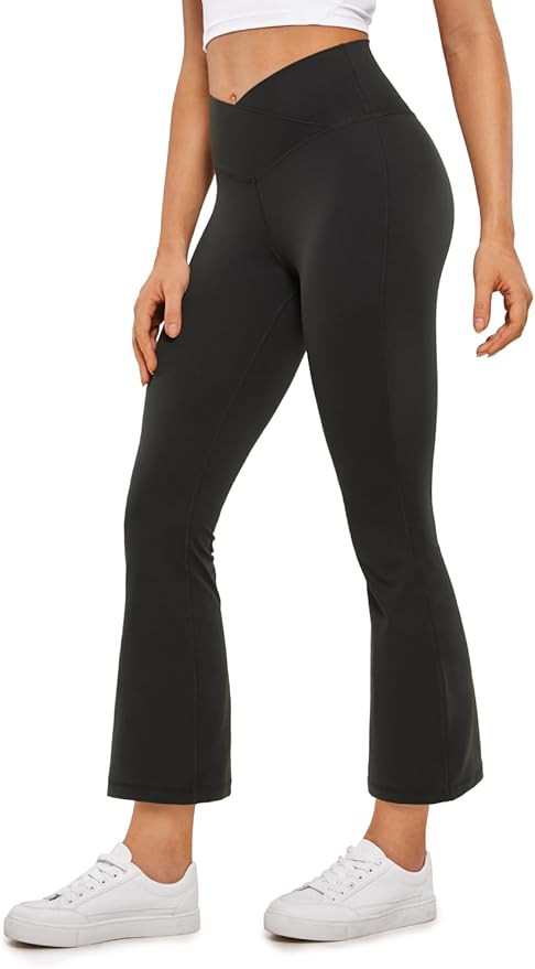 CRZ YOGA Womens Butterluxe Crossover Flare Leggings 25.6" - High Waist V Cross Bell Bottom Bootcu... | Amazon (US)