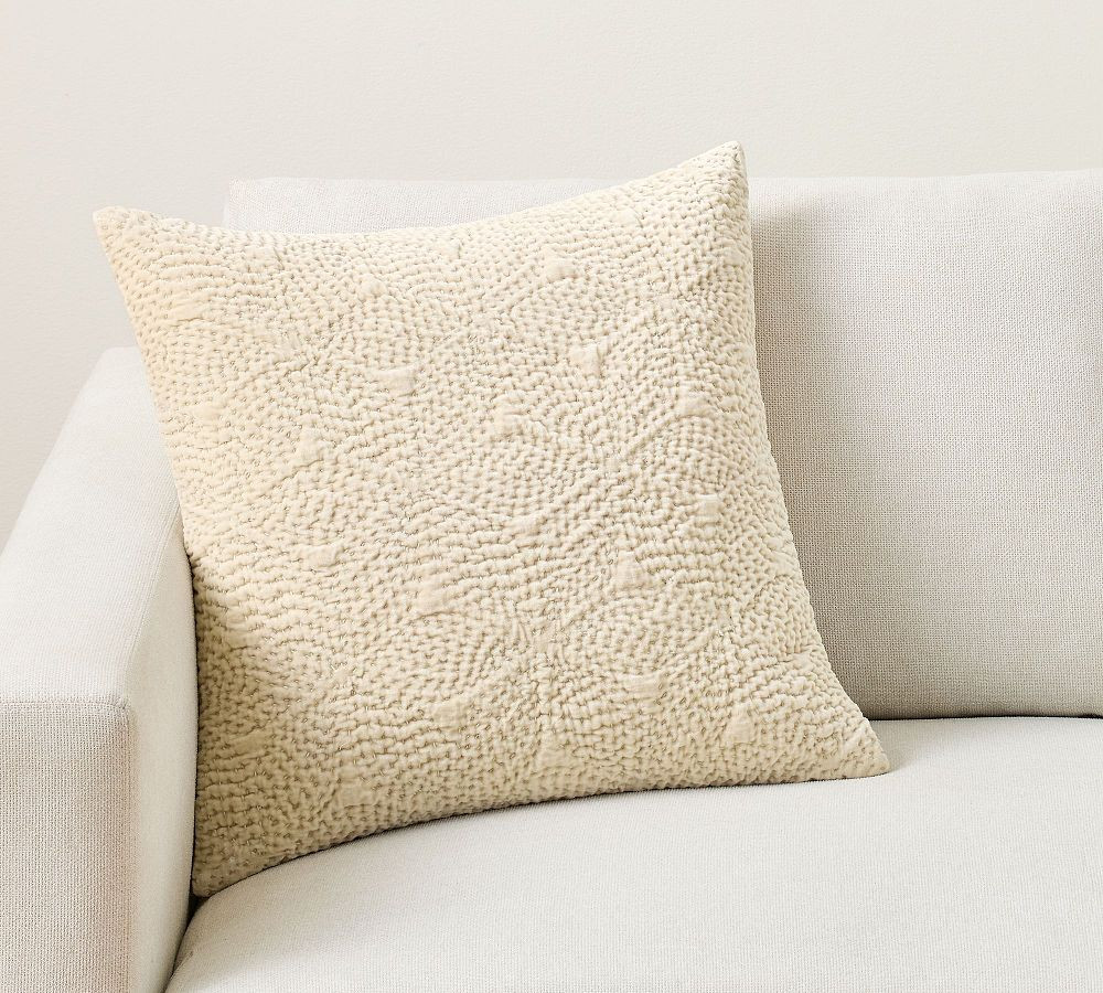 Follette Quilted Velvet Pillow | Pottery Barn (US)