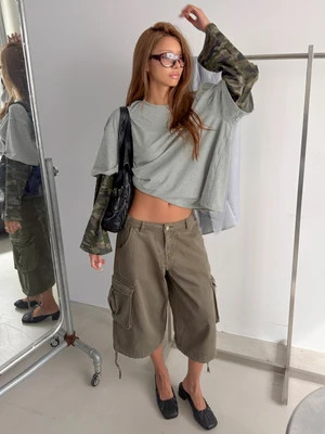Hudsen Longline Cargo Shorts Khaki | Princess Polly US