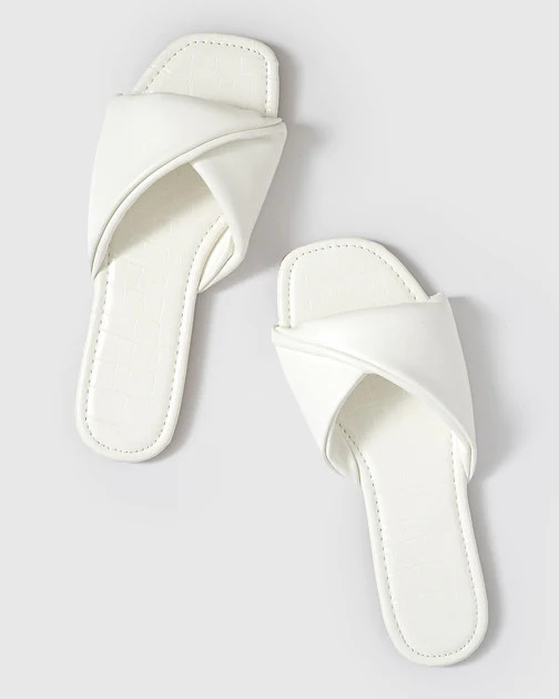 Eliza Faux Leather Sandals - White | VICI