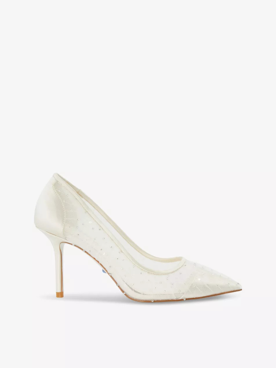 Bridal Bespoke sequin-embellished mesh heeled courts | Selfridges