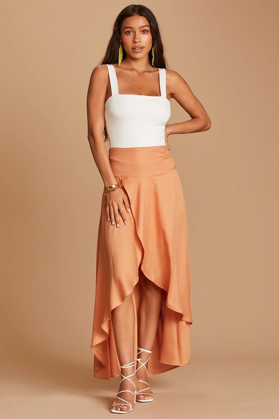 Ambrosio Light Orange High-Low Maxi Skirt | Lulus (US)