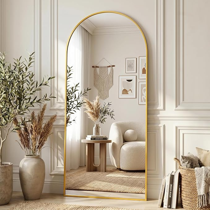 Full Length Mirror, 71"x28" Arched Floor Mirror Freestanding, Floor Standing Full Body Mirror wit... | Amazon (US)