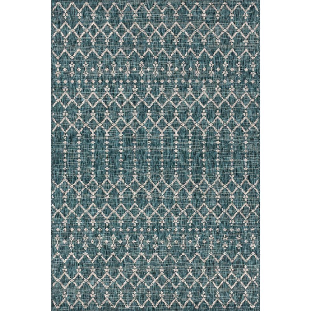 JONATHAN Y Ourika Moroccan Teal/Gray 5 ft. 3 in. x 7 ft. 7 in. Geometric Textured Weave Indoor/Ou... | The Home Depot
