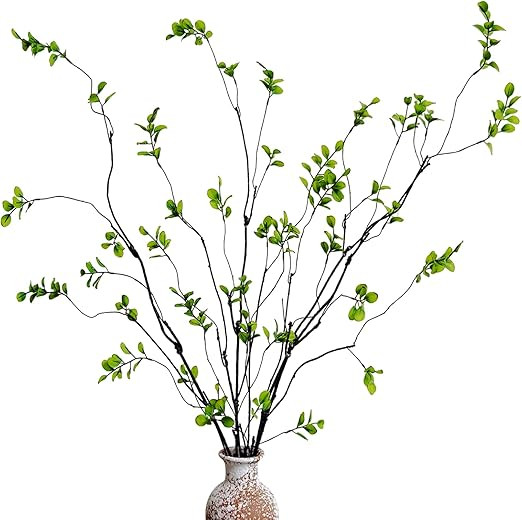 4 Pcs Artificial Ficus Branches Faux Eucalyptus Stems, 47.2 Inch Fake Greenery Stems Artificial P... | Amazon (US)