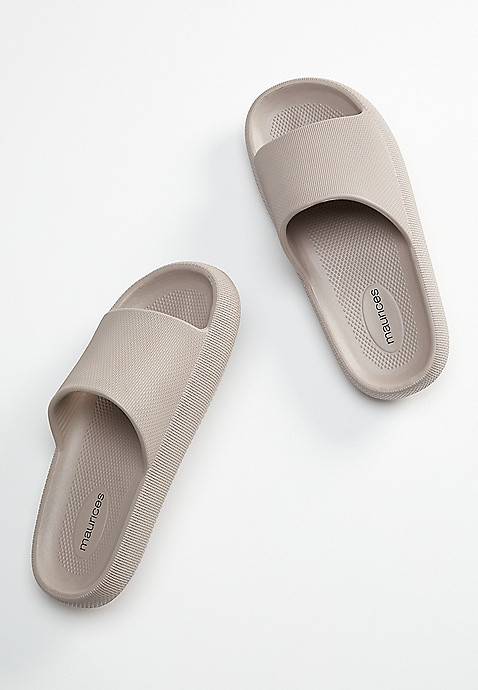 Ciara Taupe Band Slide Sandal | Maurices
